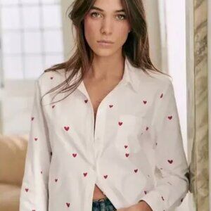 ❤️ Sezane Tomboy Shirt Red Heart Embroidery Size M (38, US 6)